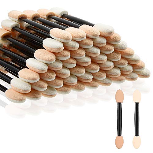 Eyeshadow Applicators,MORGLES Eyeshadow Brush Sponge Applicator 50pcs Disposable Eyeshadow Brush Eyeshadow Sponge Brush Eye Makeup Applicators(Bl