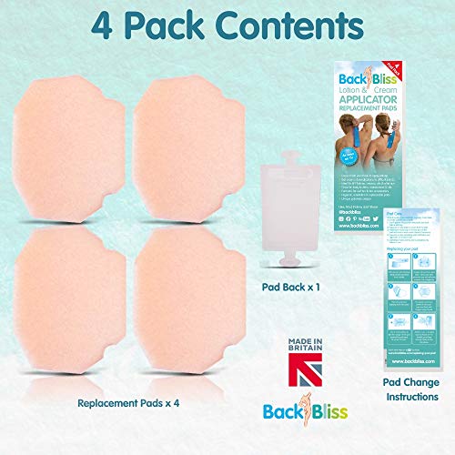 Replacement Refill Pads 4x for Back Lotion Cream Applicator Easy Reach Self Tan - Pack of 4 Pads