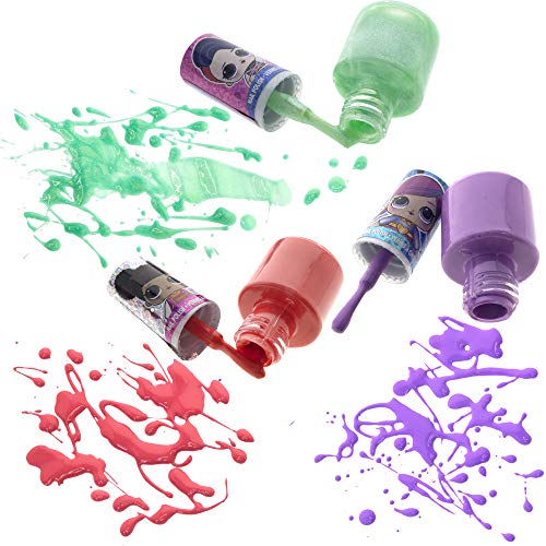 L.O.L Surprise! Townley Girl Non-Toxic Water Based Peel-Off Nail Polish Set for Girls, Glittery & Opaque Colors, with Toe Spacers and Nail Sticke