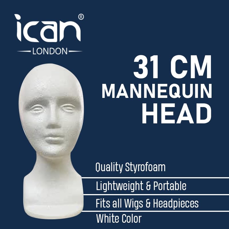 ican Foam Wig Head ,female Mannequin Wig Holder Stand Small ( White ) New