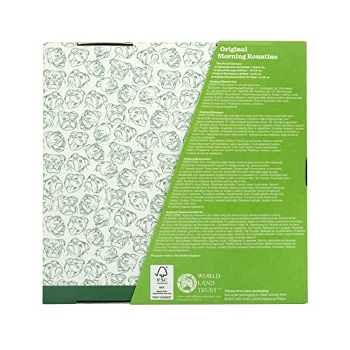 Bulldog Skincare - Original Morning Routine Kit, Gift Set for Men (x1 Shower Gel 500ml, x1 Shampoo 300ml, Natural Deodorant Roll-On 75ml, Moistur