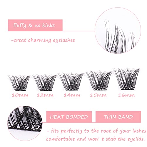 Individual Lashes Cluster Lashes D Curl 45 Clusters,DIY False Eyelashes Wide Stem 10-16mm Length Lash Clusters,Soft Fluffy Individual Eyelash Ext