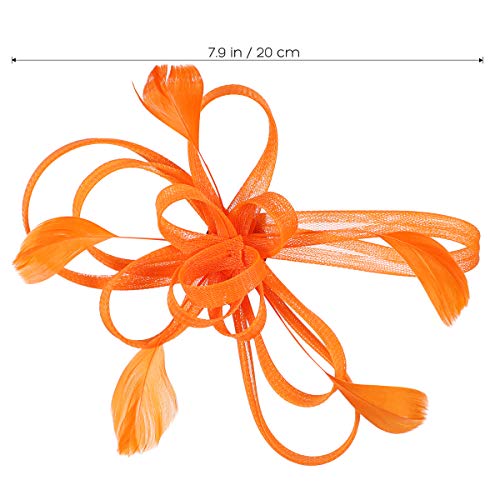 Lurrose Mesh Flower Hair Clip Fascinator Hair Pins Brooch Vintage Tea Party Hair Accessories for Women (Orange)