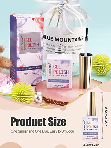 Kalolary Clear Blooming Gel Nail Polish, 15ml UV LED Soak Off Nail Art Polish for Spreading Effect, Marble Nail Gel Paint Nail Designs for DIY Fl