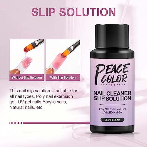 Slip Solution Kit, 30ML Extender Gel Nail Builder Kit, Poly Nail Gel Nail Extension Clear Liquid Solution Anti-stick Tools with Nail Art Brush St