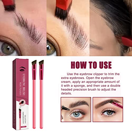 Multi-Function Eyebrow Brush,2PCS Perfect Angled Thrush Artifact, Eye Brow Concealer Contour Brush,Function Eyebrow Brushes Make-Up Tool Beauty (