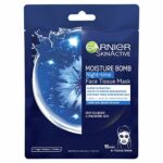 Garnier Moisture Bomb Night Time Deep Sea Water And Hyaluronic Acid Sheet Mask, Hydrating And Replenishing, Biodegradable And Vegan Tissue, Rose,