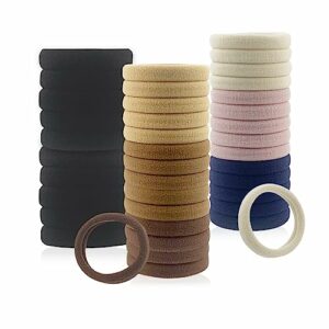 Yovell Hair Bobbles for Women Girls, 40 PCS Elastic Hair Ties, Soft Seamless Hair Bands No Hair Damage, Ponytail Holders for Thick Thin Hair