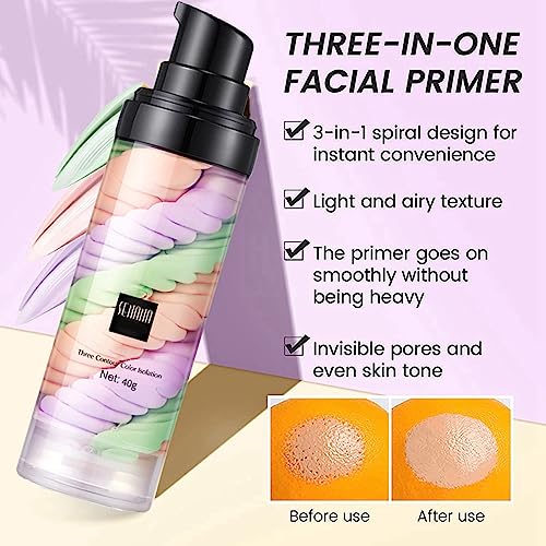One Step Color Corrector Face Primer, Skin Perfecting Primer Isolation Cream, Makeup Primer Skin Tone Correcting and Brightening Primer, Oil Cont