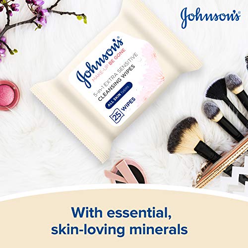 Johnson's Makeup Be Gone Extra-Sensitive Wipes, Pack of 25