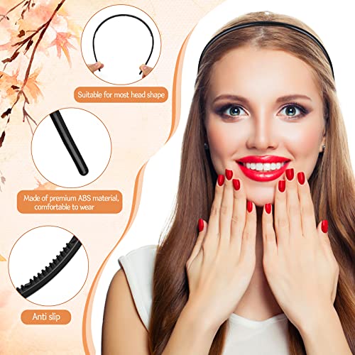 Skinny Plastic Headbands for Women Girls, PROUSKY 3 Pieces Plastic Headband With Teeth, 3 Color Alice Hair Bands Hair Accessories for Sport Washi