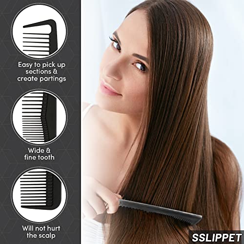SLIPPET Hair Comb Styling Set 4 Pieces Fine Wide Tooth Comb Rat tail Comb Cutting Comb Parting Comb Anti Static Combs for men women dry wet hair