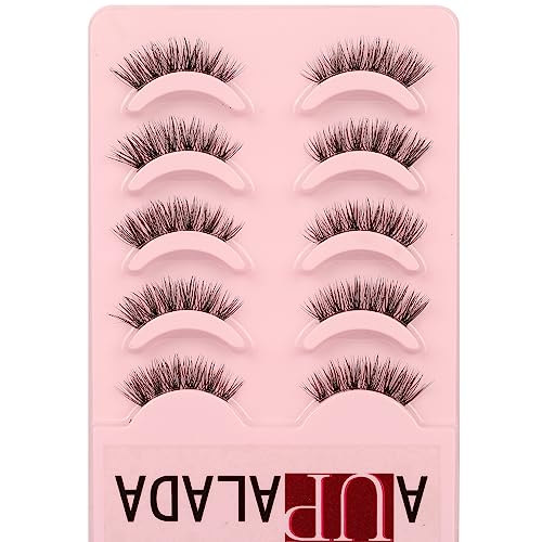 False Eyelashes Natural Half Lashes Short Wispy Clear Band 1/2 Lashes Pack Cat Eye 3D Faux Mink 3/4 Eye Lashes Multipack By AUPALADA, Lash Cluste