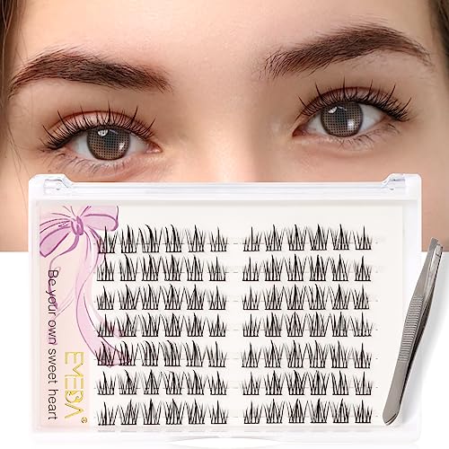 EMEDA Cluster Lashes 70 Pcs DIY False Eyelashes With Tweezers C Curl Individual Lashes 11mm 12mm 13mm 14mm Manga Lashes DIY Eyelash Extensions Th