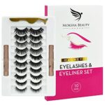 Magnetic Eyelashes Natural Look - 10 Pairs False Eyelashes Magnetic Eyeliner and Lashes Kit | Reusable Magnetic Lashes Set with Tweezers | No Glu