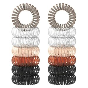12 Pcs Spiral Hair Ties, MultiColor Hair Bands No Crease Phone Cord Hair Ties, No Damage Waterproof Plastic Spiral Ponytail Holder Hair Bands for