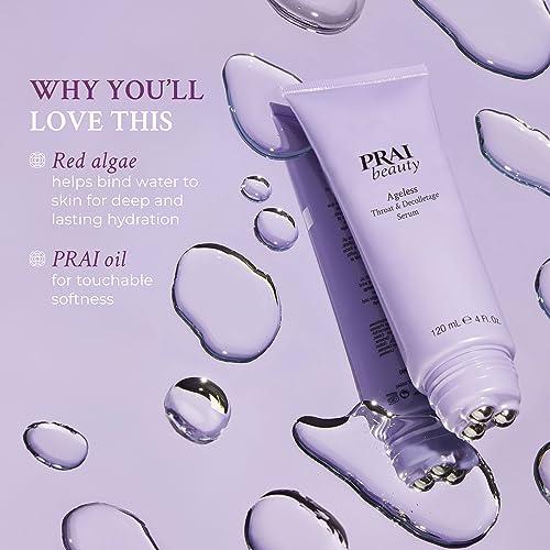 PRAI Beauty Ageless Throat & Decolletage Serum 120ml Neck Skin Firming Serum, Anti Aging Wrinkle Reduction, Improves Skin Tone and Texture