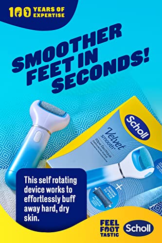 Scholl Velvet Smooth Electric Foot File Pedicure Hard Skin Remover with Extra Cracked Heel Roller Refill