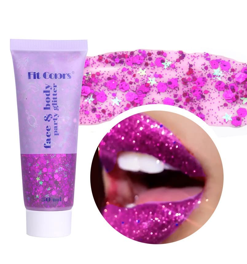 Body Glitter Gel, 50ML Face Glitters Body Gel Sequins Shimmer Liquid Eyeshadow, Mermaid Sequins Liquid Holographic Glitter Gel, Chunky Glitter fo
