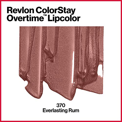 Revlon Colorstay Overtime Lipcolour, Dual Ended Longwearing Liquid Lipstick with Clear Lip Gloss, with Vitamin E in Plum / Berry, Everlasting Rum