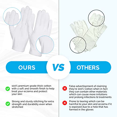 Home Solutions™ White Cotton Gloves for Eczema | 8 Pairs | Free Wash Bag | Hand Moisturising Gloves, White Cotton Gloves for Dry Hands, Eczema Gl