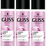 Schwarzkopf Gliss Liquid Silk Leave In Hair Conditioner Spray With Keratin 3 X 200Ml = 600 Ml