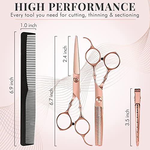 Hairdressing Scissors Set for Women - Hairdresser Barber Hair Cutting Scissors Kit for Trimming, Thinning with Comb, Clips and Case by Lily Engla