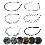 Elastic Wavy Spring Wave Hair Hoop, Multi-Style Black Non-slip Metal,Unisex Sport Fashion Hair Band Accessories for Women and Men(6 Pieces)