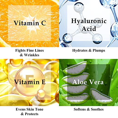 Kleem Organics Vitamin C Serum for Face with Hyaluronic Acid & Vitamin E - Firming Anti Aging Vitamin C Face Serum for Women to Boost Collagen, R