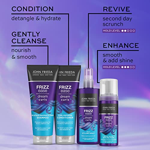 John Frieda Frizz Ease Dream Curls Air Dry Waves Styling Foam 150ml, Wave and Curl Enhancer, Lightweight Anti-Frizz Styling Foam