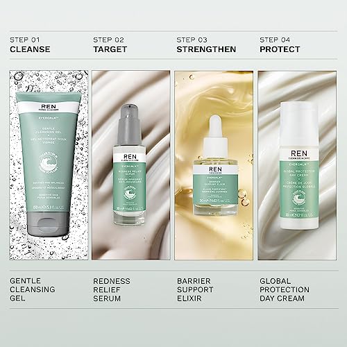 REN Clean Skincare Evercalm™ Global Protection Day Cream | Calm, Soothe & Hydrate Sensitive Skin | Vegan | Step 4: Moisturise
