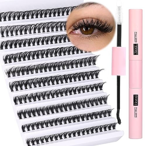 DIY Lash Extension Kit 200pcs Lash Clusters with Bond and Seal Individual Lashes Kit Cluster Lashes Wispy C D Curl False Eyelash Clusters by Ruai