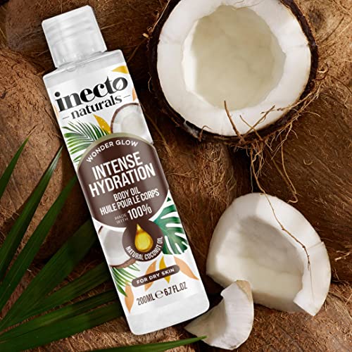 INECTO Naturals Very Smoothing Body Oil, Coconut 200ml. Post-Shower Moisturiser for Hydrating Body Care