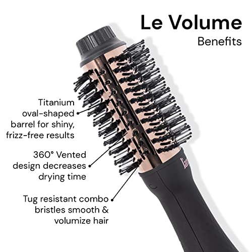 L'ANGE HAIR Le Volume 2-in-1 Titanium Brush Dryer Blush | Hot Air Blow Dryer Brush in One with Oval Barrel | Hair Styler for Smooth, Frizz-Free R