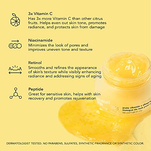 Saturday Skin Yuzu Vitamin C Sleep Face Mask Korean Skin Care Retinol Niacinamide Face Moisturizer Brightening Sleeping Overnight Mask Facial Mas