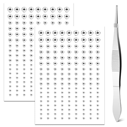 cobee Eye Face Gems,2 Sheets Face Jewels Rhinestones Crystals Stickers with Tweezer Self Adhesive Makeup Diamonds Stick on Face Gem for Women Par