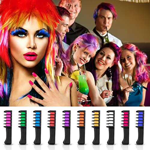 BATTOP 10PCS Hair Chalk Comb Temporary Bright Hair Color Cream for Girls Kids Women Gifts for Halloween Makeup Birthday Washable