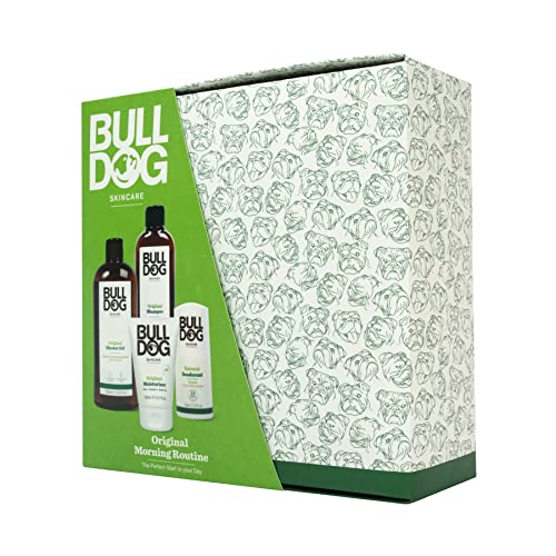 Bulldog Skincare - Original Morning Routine Kit, Gift Set for Men (x1 Shower Gel 500ml, x1 Shampoo 300ml, Natural Deodorant Roll-On 75ml, Moistur