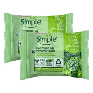 2 PACKS =60 Pads of Simple Kind to Eyes Eye Make-Up Remover Pads