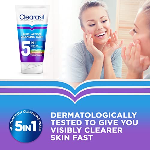 Clearasil Bundle for Clear Skin and Pores: Clearasil 5 in 1 Cleansing Face Wash 125 ml + Toner 200ml
