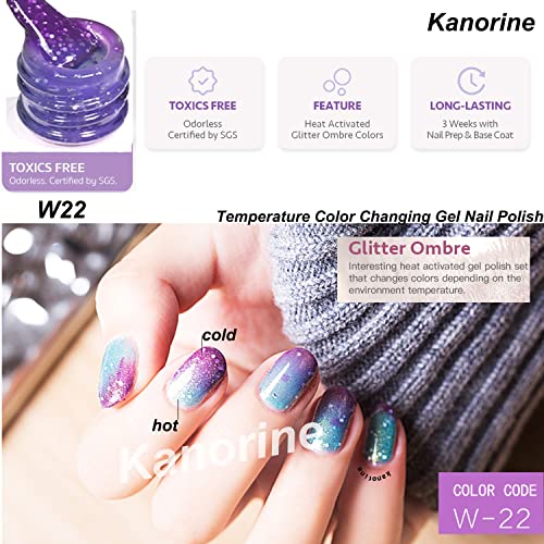 Kanorine Temperature Color Changing Gel Nail Polish UV LED Soak Off Gel Varnish Manicure Colour Changing Art Gel Polish 10mL