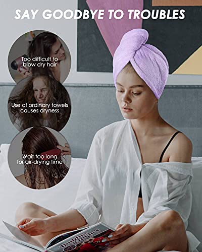 Microfibre Hair Towel, 3 Pack Super Absorbent Hair Towel Wrap with Button Design. Extremely Soft Hair Wrap Towel, Traveling, Beach Excursions, Sp