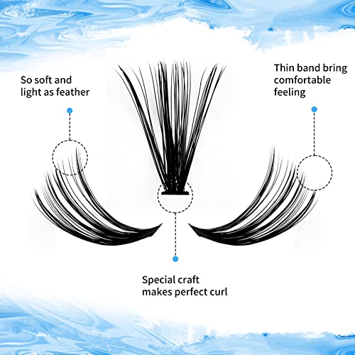 Cluster Eyelash Extensions 240pcs Cluster Lashes Individual Lashes D Curl 30D 40D 0.07mm 8-16mm Mix Ribbon Lashes Wide Stem Natural Lashes DIY La