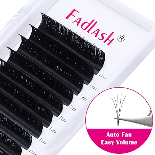 Fadlash Easy Fan Lashes C Curl 0.10 8-14mm Mixed Length Russian Lashes Natural Look Self Fanning Eye Lashes Automatic Blooming Russian Eyelashes