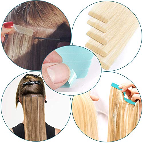 Hair Extension Tape Tabs, 96pcs Pre-cut Double Sided Adhesive Tapes in Hair Extensions, Beauty Tool for Human Hair Weft Replacement - Waterproof
