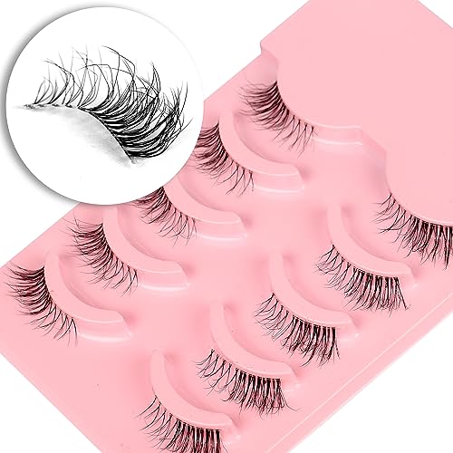 False Eyelashes Natural Half Lashes Short Wispy Clear Band 1/2 Lashes Pack Cat Eye 3D Faux Mink 3/4 Eye Lashes Multipack By AUPALADA, Lash Cluste