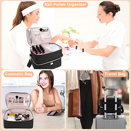 Holres Nail Polish Storage Organiser Case Holds, Detachable Nail Vanish Storage Bag with Adjustable Strap Portable Nail Lamp Storage Bag for Nail