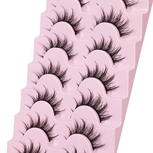 Manga Lashes Natural Look Anime Lashes Wispy Faux Mink False Eyelashes Fluffy Spiky 3D Volume Eye Lashes Korean Japanese Asian Cosplay Fake Eyela