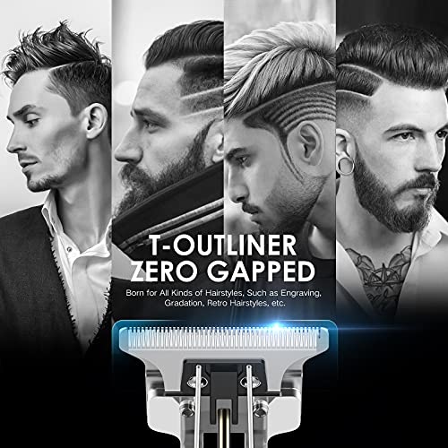 Hair Clippers Men, Professional T Blade Hair Trimmer, Precision Beard Trimmer, Cordless Electric Haircut Clippers for Adult Kids, Adjustable Groo