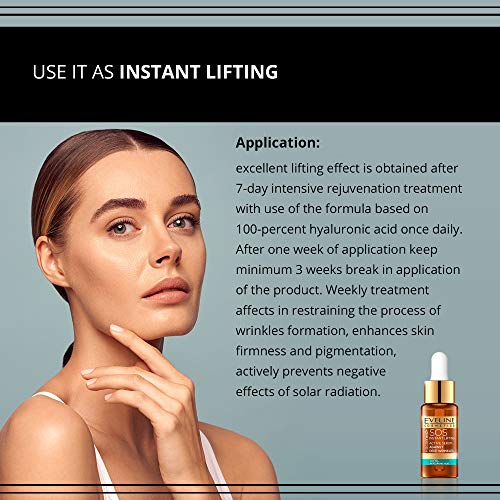 Eveline Cosmetics Active Face Serum against Deep Wrinkles and Fine Lines | 18 ML | Anti Wrinkle Face Lift Cream | 100% Hyaluronic Acid | Smooth M